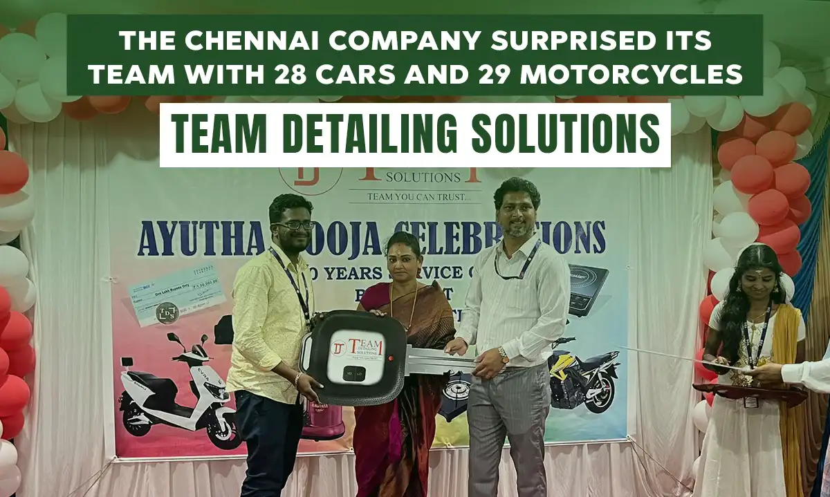 Team Detailing Solutions Chennai surprised its team with 28 cars and 29 motorcycles | Getfarms Blog